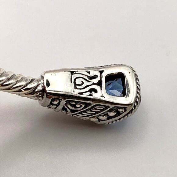NWT ANNIKA WITT Sterling silver Textured Hinged Blue Topaz Bracelet Made in Bali - Picture 6 of 9